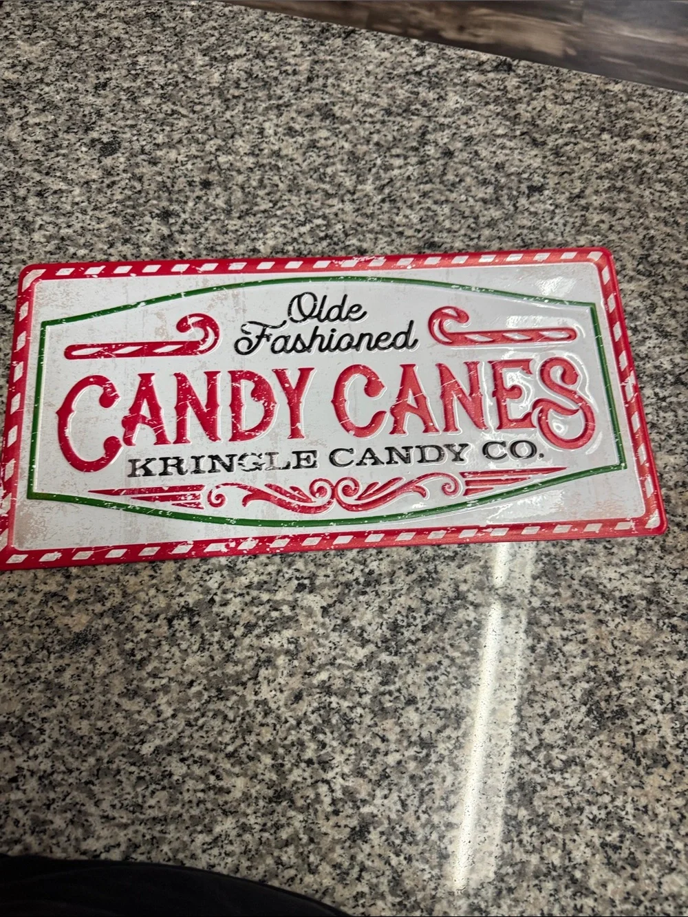 Red Candy Canes Metal Decorative Sign